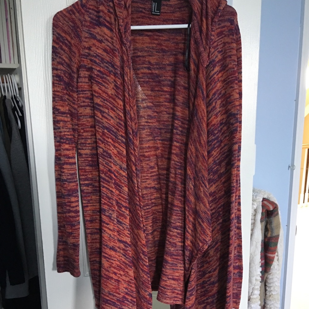 Forever 21 hooded multicolor cardigan
